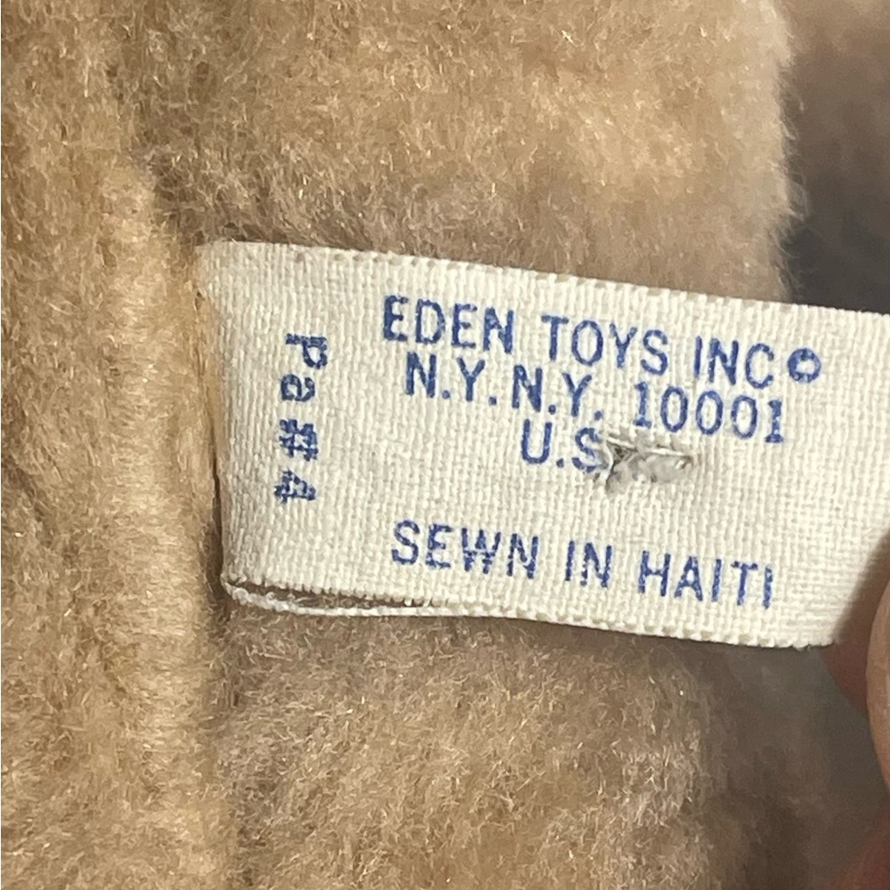 Vintage Eden Toys Plush Puppy Dog โ Brown with Black Ears โ 12โ โ Sewn in Haiti - Picture 5 of 6